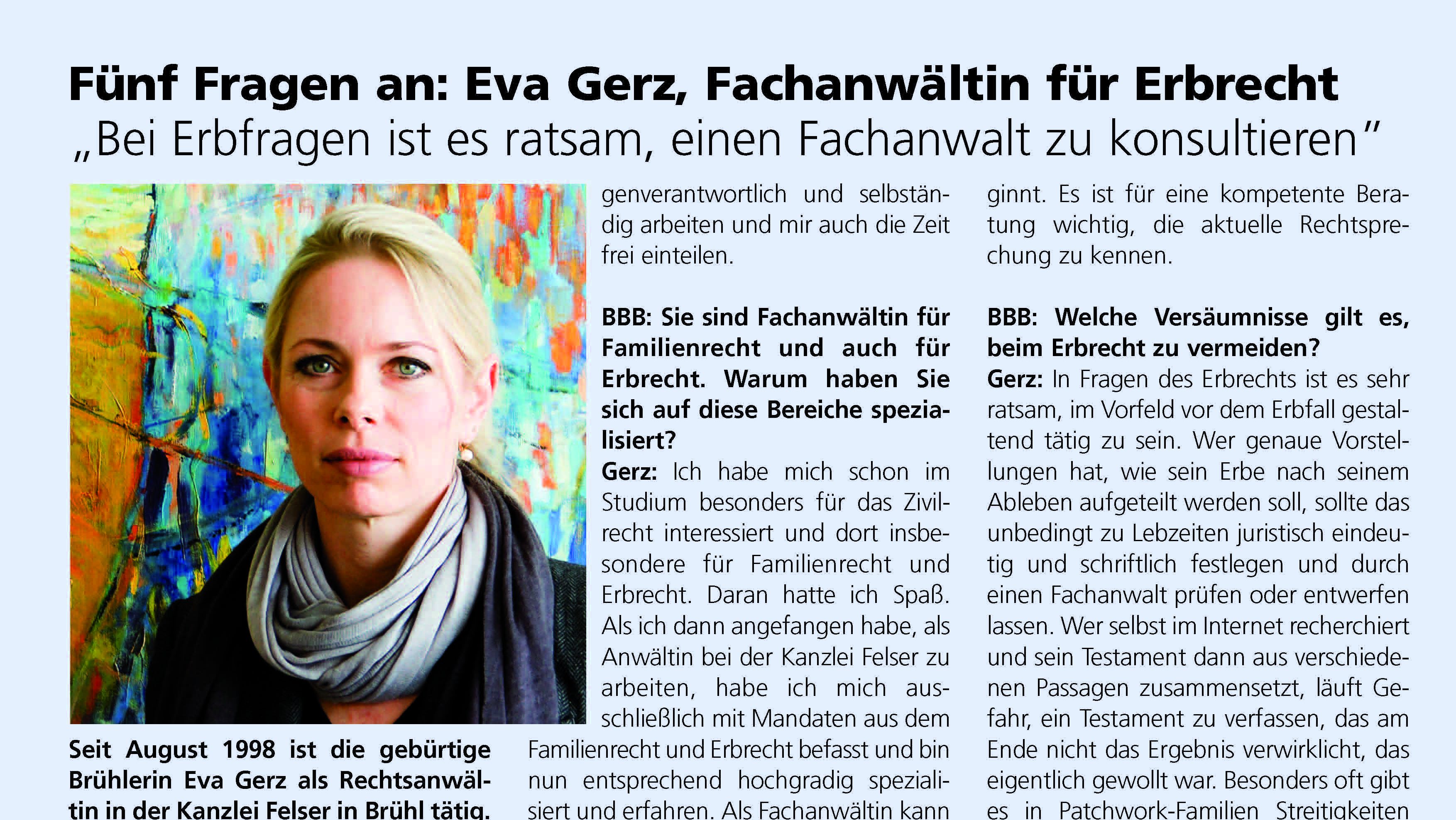 Erbrecht – Fünf Fragen an: Eva Gerz, Fachanwältin für Erbrecht